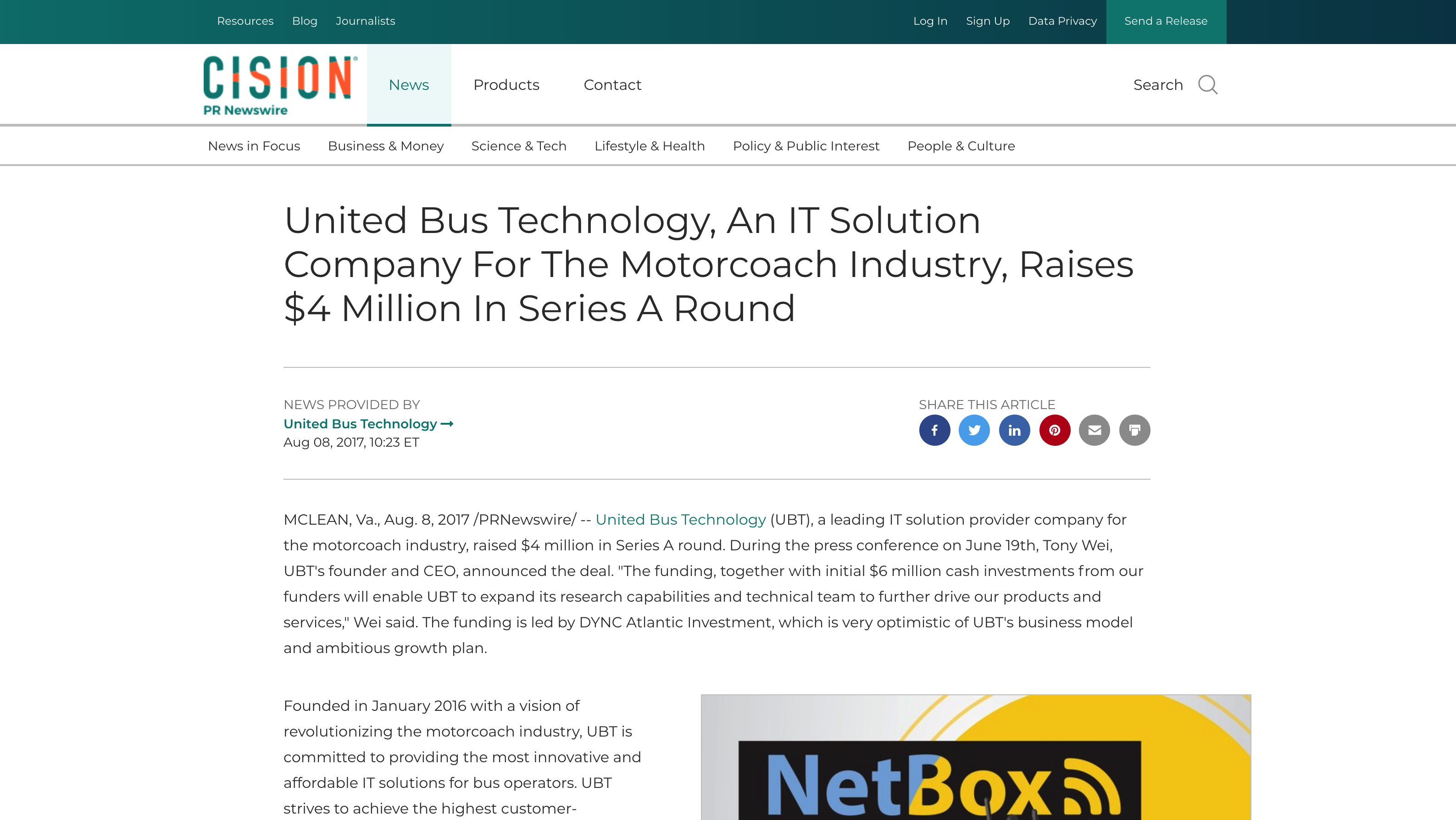 United Bus Technology, An IT Solution Company For The Motorcoach Industry, Raises $4 Million In Series A Round